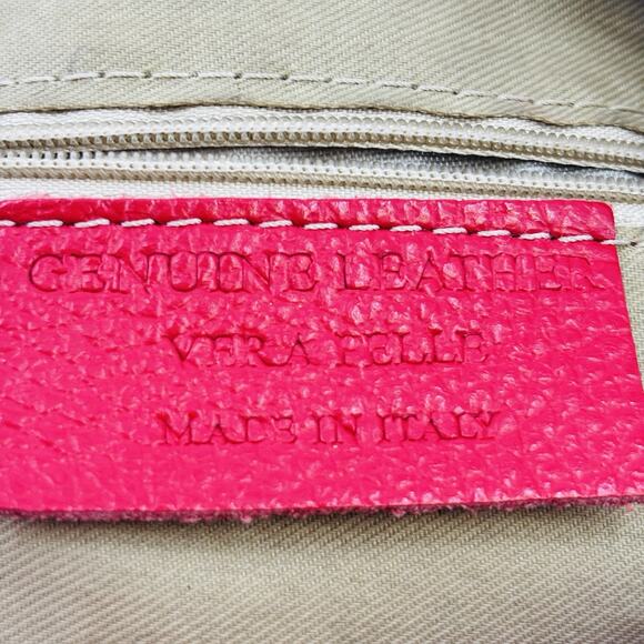 Vera Pelle Red Leather Backpack Medium Sized Italian Leather Soft - Picture 7 of 8